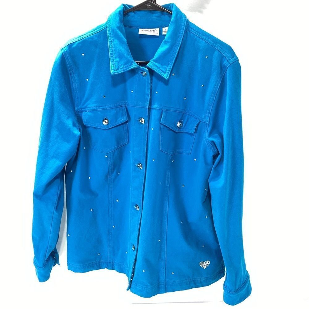 Dream Jeannes By Quaker Factory Denim Style Jacket with Embellishments L